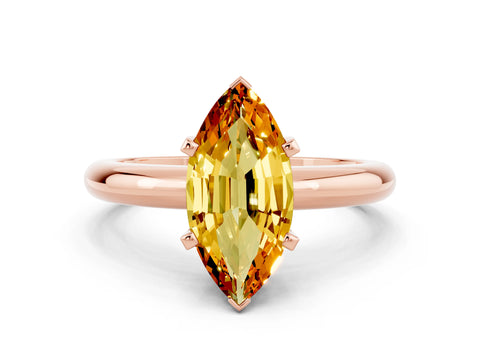 Rose gold Marquise Cut Citrine Solitaire Engagement Ring with Round Band and Four-Prong Setting
