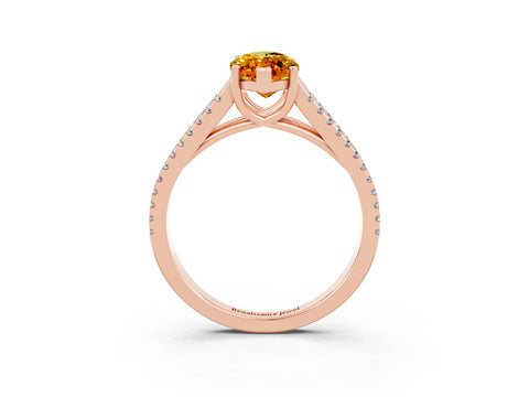 Rose gold Marquise Cut Citrine Solitaire Engagement Ring with Split Shank Pavé Band_3