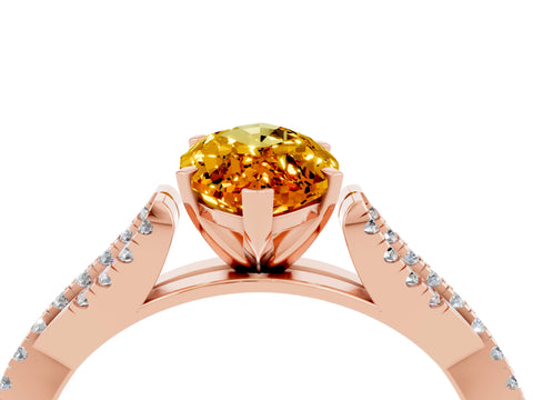 Rose gold Marquise Cut Citrine Solitaire Engagement Ring with Twisted Pavé Band and Four-Prong Setting_4