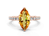 Rose gold Marquise Cut Citrine Solitaire Pavé Band with Four-Prong Setting