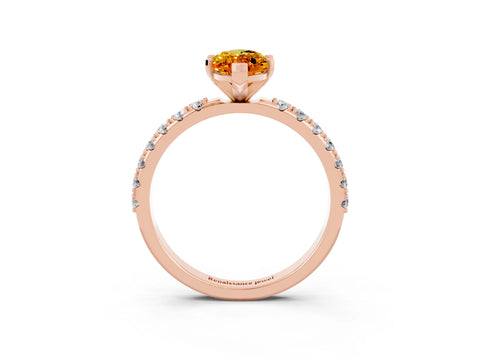 Rose gold Marquise Cut Citrine Solitaire Pavé Band with Four-Prong Setting_3