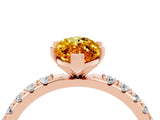 Rose gold Marquise Cut Citrine Solitaire Pavé Band with Four-Prong Setting_4
