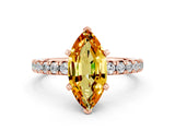 Rose gold Marquise Cut Citrine Solitaire Pavé Engagement Ring with Round Band and Prong Setting_36