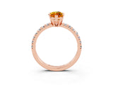 Rose gold Marquise Cut Citrine Solitaire Pavé Engagement Ring with Round Band and Prong Setting_39