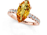 Rose gold Marquise Cut Citrine Solitaire Pavé Engagement Ring with Round Band and Prong Setting_67