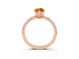 Rose gold Marquise Cut Citrine Solitaire Pavé Engagement Ring with Round Band and Prong Setting_69