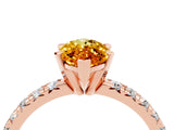 Rose gold Marquise Cut Citrine Solitaire Pavé Engagement Ring with Round Band and Prong Setting_70
