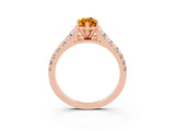 Rose gold Marquise Cut Citrine Solitaire Ring with Cathedral Setting and Pavé Band_3
