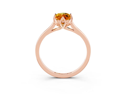 Rose gold Marquise Cut Citrine Solitaire Ring with Flower Prong Setting and Classic Band_15