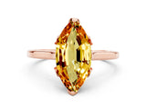 Rose gold Marquise Cut Citrine Solitaire Ring with Flower Prong Setting and Classic Band_36