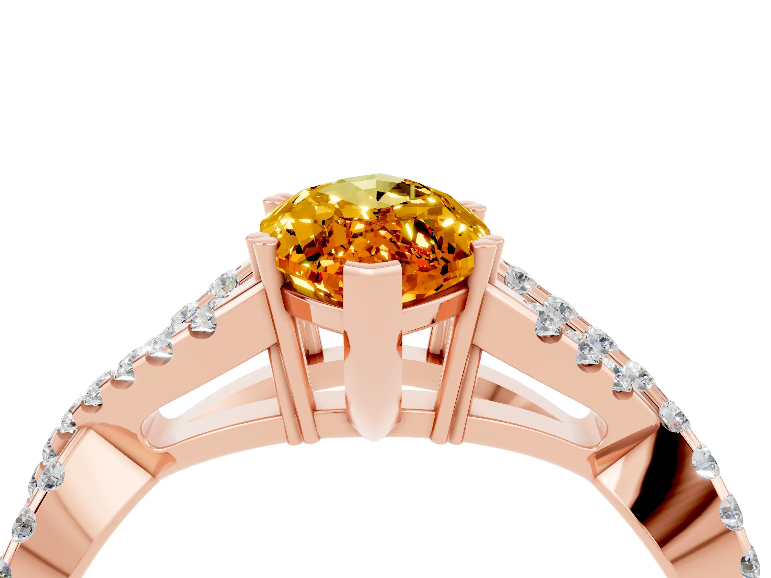 Rose gold Marquise Cut Citrine Solitaire Ring with Four-Prong Setting and Twisted Pavé Band_4