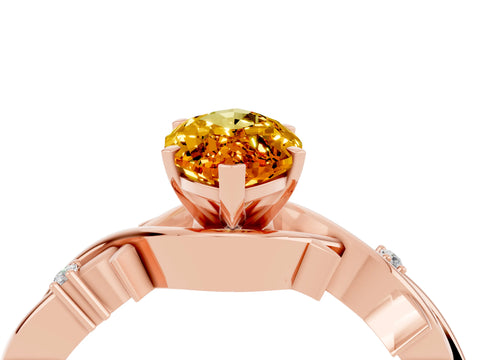 Rose gold Marquise Cut Citrine Solitaire Ring with Milgrain Pavé Band and Four-Prong Setting_16