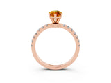 Rose gold Marquise Cut Citrine Solitaire Ring with Pavé Accents and Four-Prong Setting_3