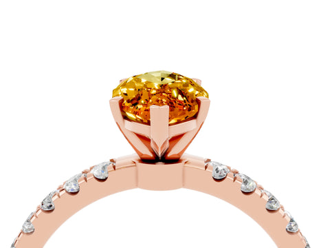 Rose gold Marquise Cut Citrine Solitaire Ring with Pavé Accents and Four-Prong Setting_4