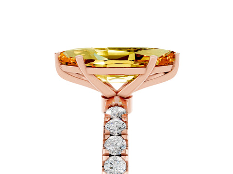 Rose gold Marquise Cut Citrine Solitaire Ring with Pavé Accents and Four-Prong Setting_5