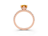 Rose gold Marquise Cut Citrine Solitaire Ring with Pavé Band and Four-Prong Setting_27