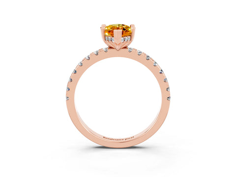 Rose gold Marquise Cut Citrine Solitaire Ring with Pavé Band and Four-Prong Setting_27