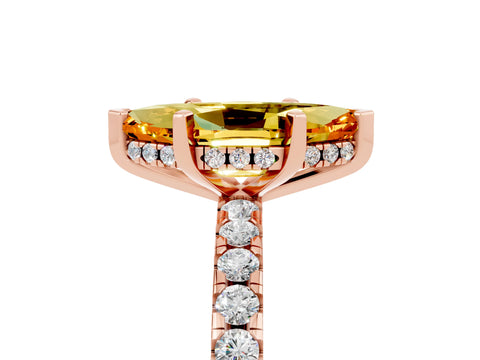 Rose gold Marquise Cut Citrine Solitaire Ring with Pavé Band and Four-Prong Setting_29