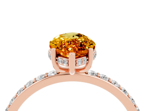 Rose gold Marquise Cut Citrine Solitaire Ring with Pavé Band and Hidden Halo_16
