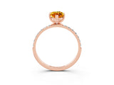 Rose gold Marquise Cut Citrine Solitaire Ring with Pave Band and Four Prong Setting_27