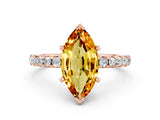 Rose gold Marquise Cut Citrine Solitaire Ring with Round  Pavé Band and Four-Prong Setting_44