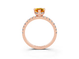 Rose gold Marquise Cut Citrine Solitaire Ring with Round  Pavé Band and Four-Prong Setting_47