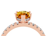 Rose gold Marquise Cut Citrine Solitaire Ring with Round  Pavé Band and Four-Prong Setting_48
