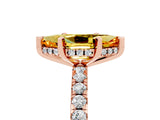 Rose gold Marquise Cut Citrine Solitaire Ring with Round  Pavé Band and Four-Prong Setting_49
