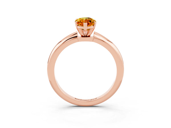 Rose gold Marquise Cut Citrine Solitaire Ring with Six-Prong Setting and Classic Band