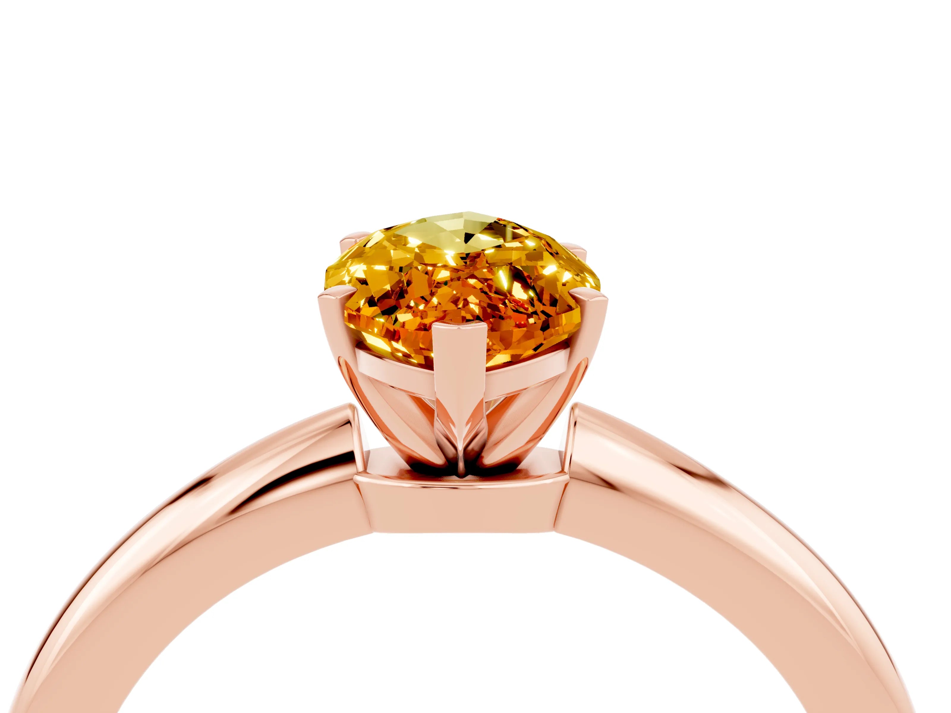 Rose gold Marquise Cut Citrine Solitaire Ring with Six-Prong Setting and Classic Band_4