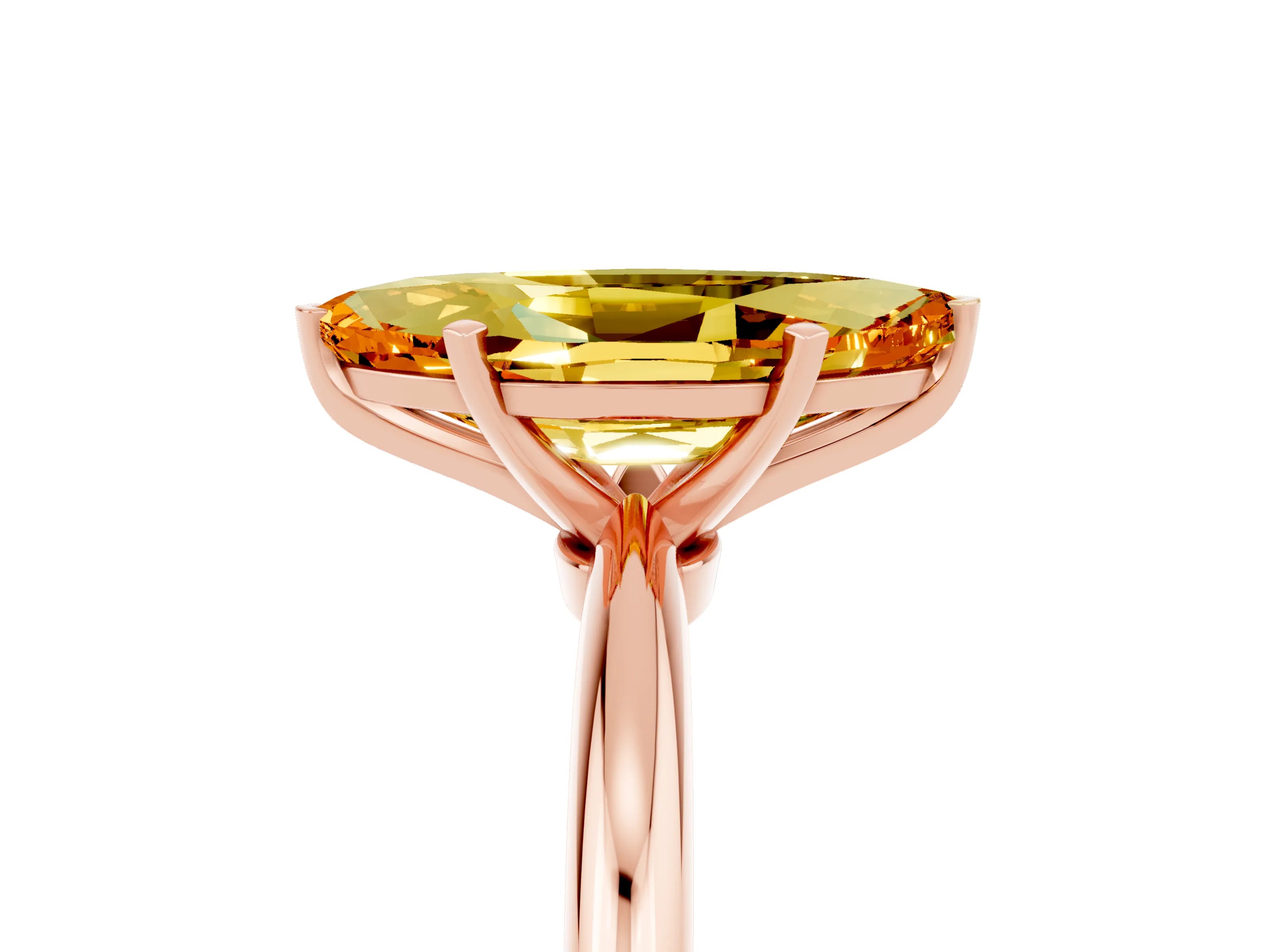 Rose gold Marquise Cut Citrine Solitaire Ring with Six-Prong Setting and Classic Band_5