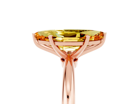 Rose gold Marquise Cut Citrine Solitaire Ring with Six-Prong Setting and Classic Band_5