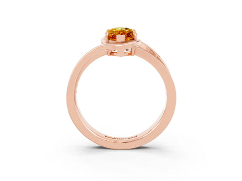 Rose gold Marquise Cut Citrine Solitaire Ring with Split Shank and Prong Setting_3