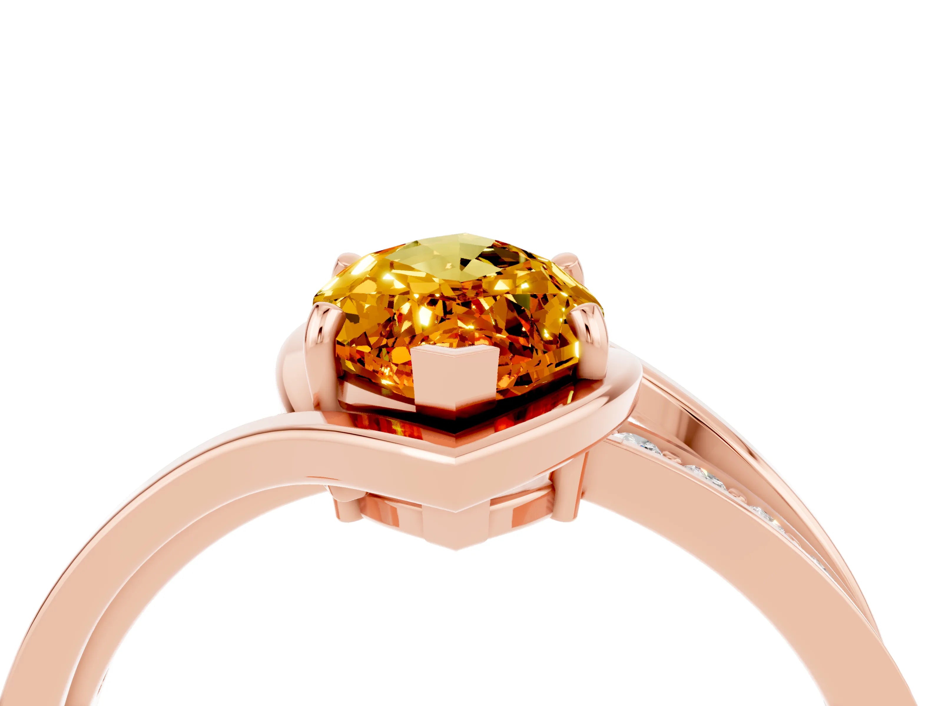Rose gold Marquise Cut Citrine Solitaire Ring with Split Shank and Prong Setting_4