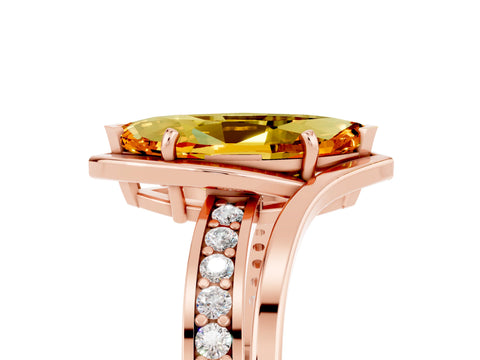 Rose gold Marquise Cut Citrine Solitaire Ring with Split Shank and Prong Setting_5