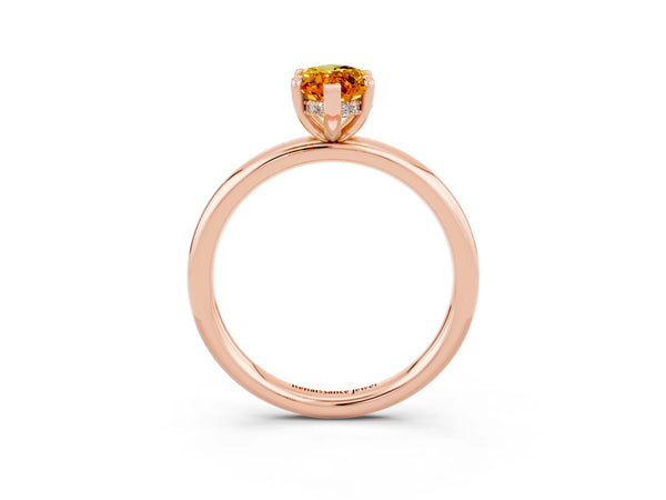 Rose gold Marquise Cut Citrine Solitaire Ring with Thin Band and Four-Prong Setting