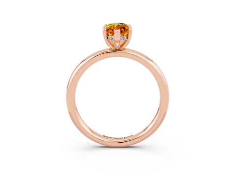 Rose gold Marquise Cut Citrine Solitaire Ring with Thin Band and Four-Prong Setting_15