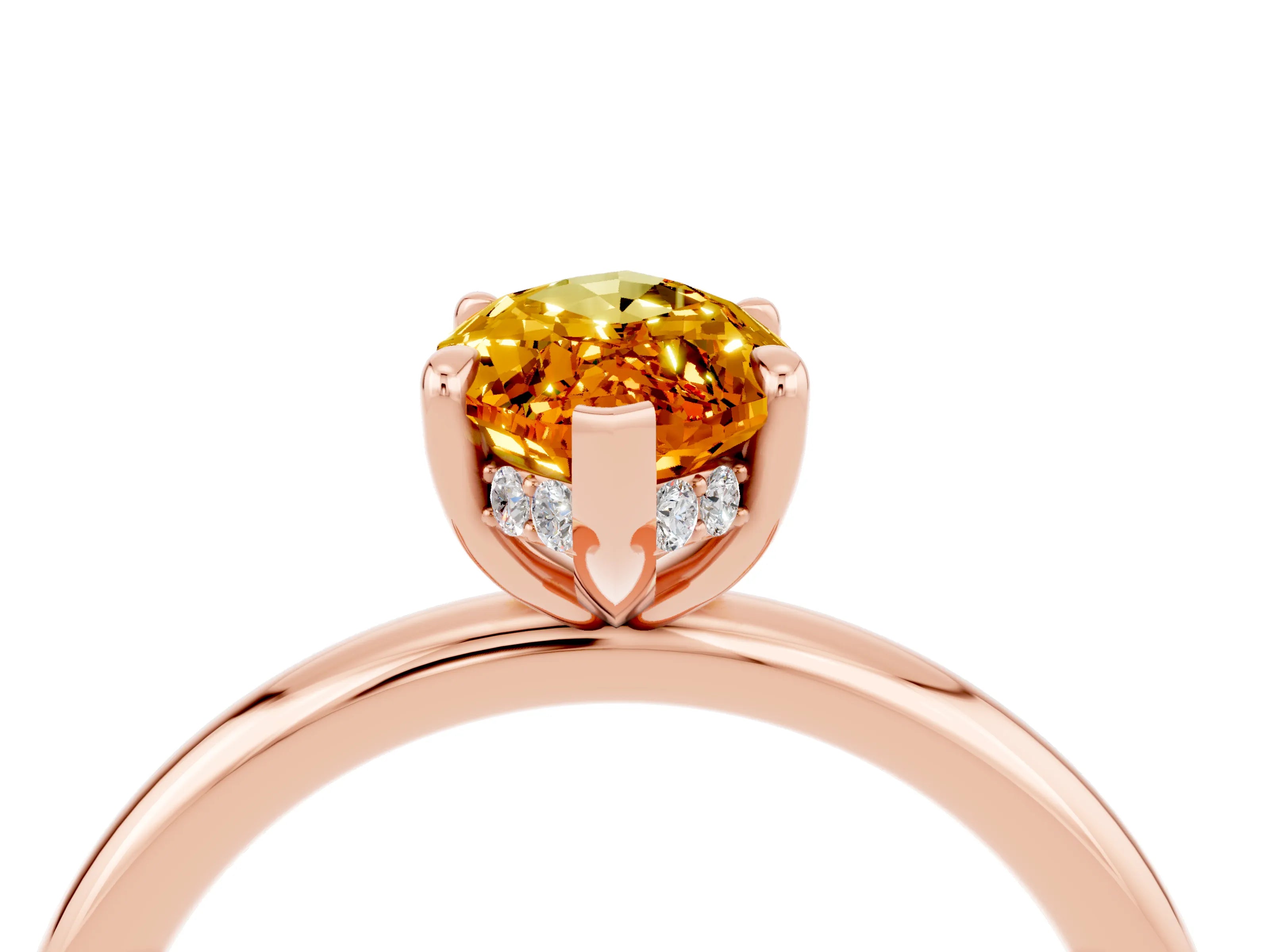Rose gold Marquise Cut Citrine Solitaire Ring with Thin Band and Four-Prong Setting_16