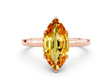 Rose gold Marquise Cut Citrine Solitaire Ring with Thin Band and Prong Setting_12