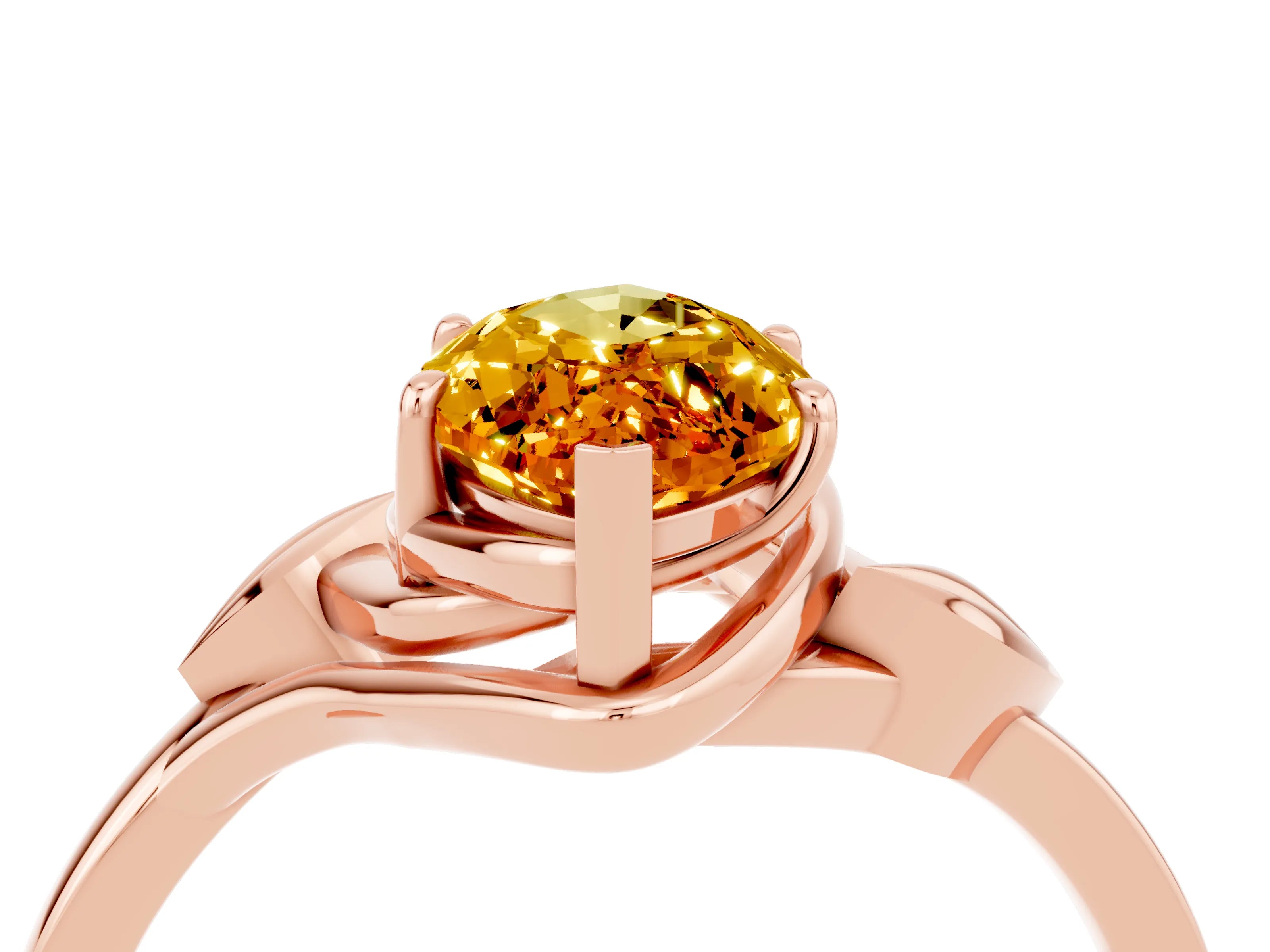 Rose gold Marquise Cut Citrine Solitaire Ring with Twist Band and Four-Prong Setting_28