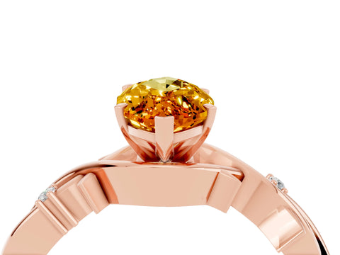 Rose gold Marquise Cut Citrine Solitaire Ring with Twisted Band and Prong Setting_4