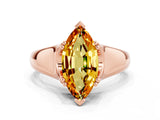 Rose gold Marquise Cut Citrine Solitaire Ring with Wide Band and Prong Setting