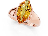 Rose gold Marquise Cut Citrine Solitaire Ring with Wide Band and Prong Setting_1