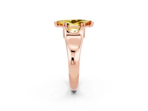Rose gold Marquise Cut Citrine Solitaire Ring with Wide Band and Prong Setting_2