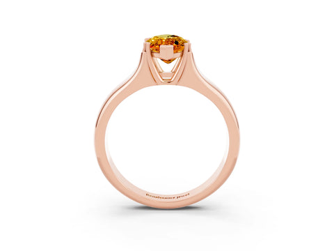 Rose gold Marquise Cut Citrine Solitaire Ring with Wide Band and Prong Setting_3