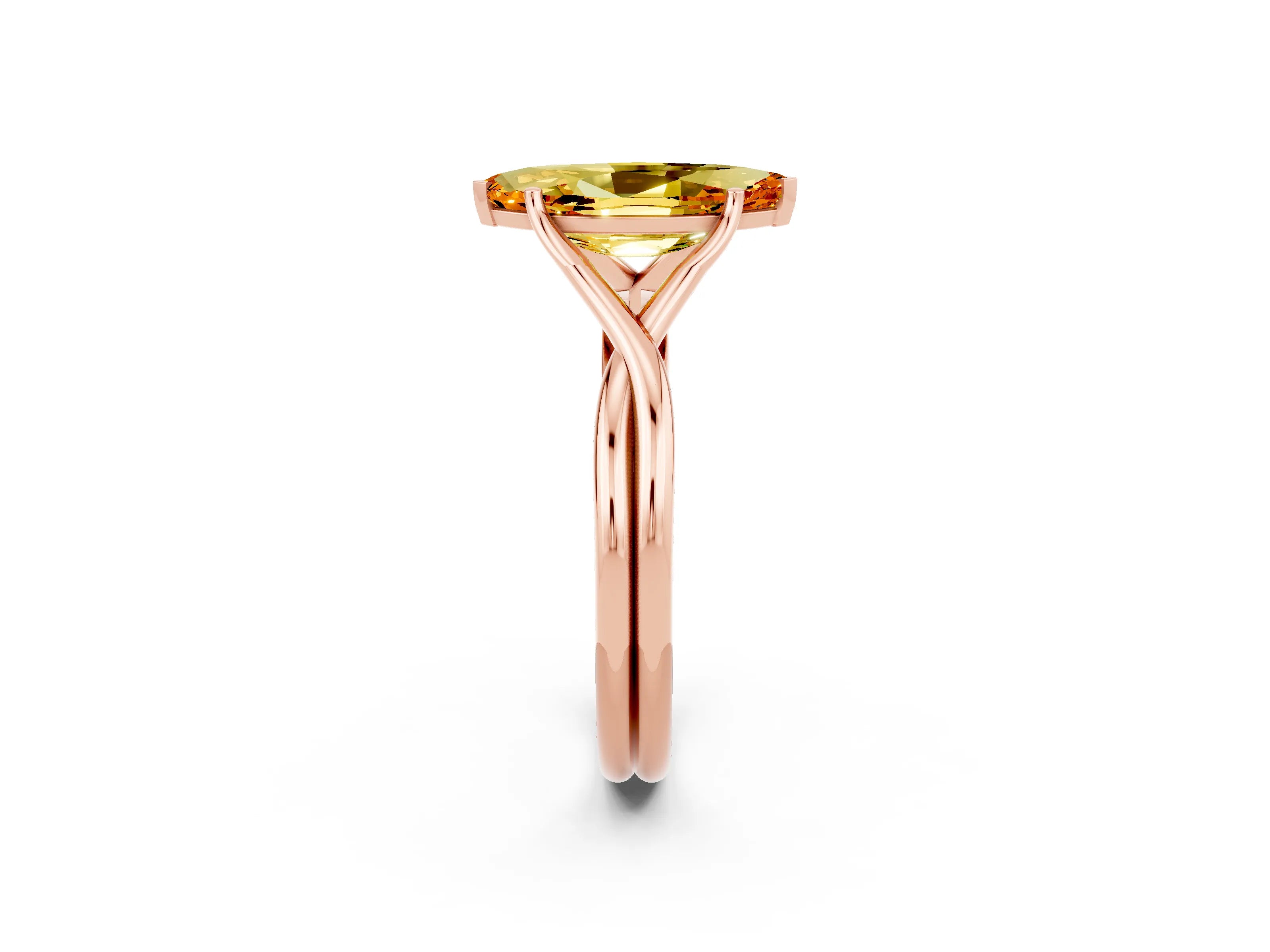 Rose gold Marquise Cut Citrine Solitaire Twist Band Prong Setting Ring_26