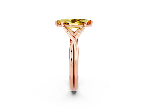 Rose gold Marquise Cut Citrine Solitaire Twist Band Prong Setting Ring_26