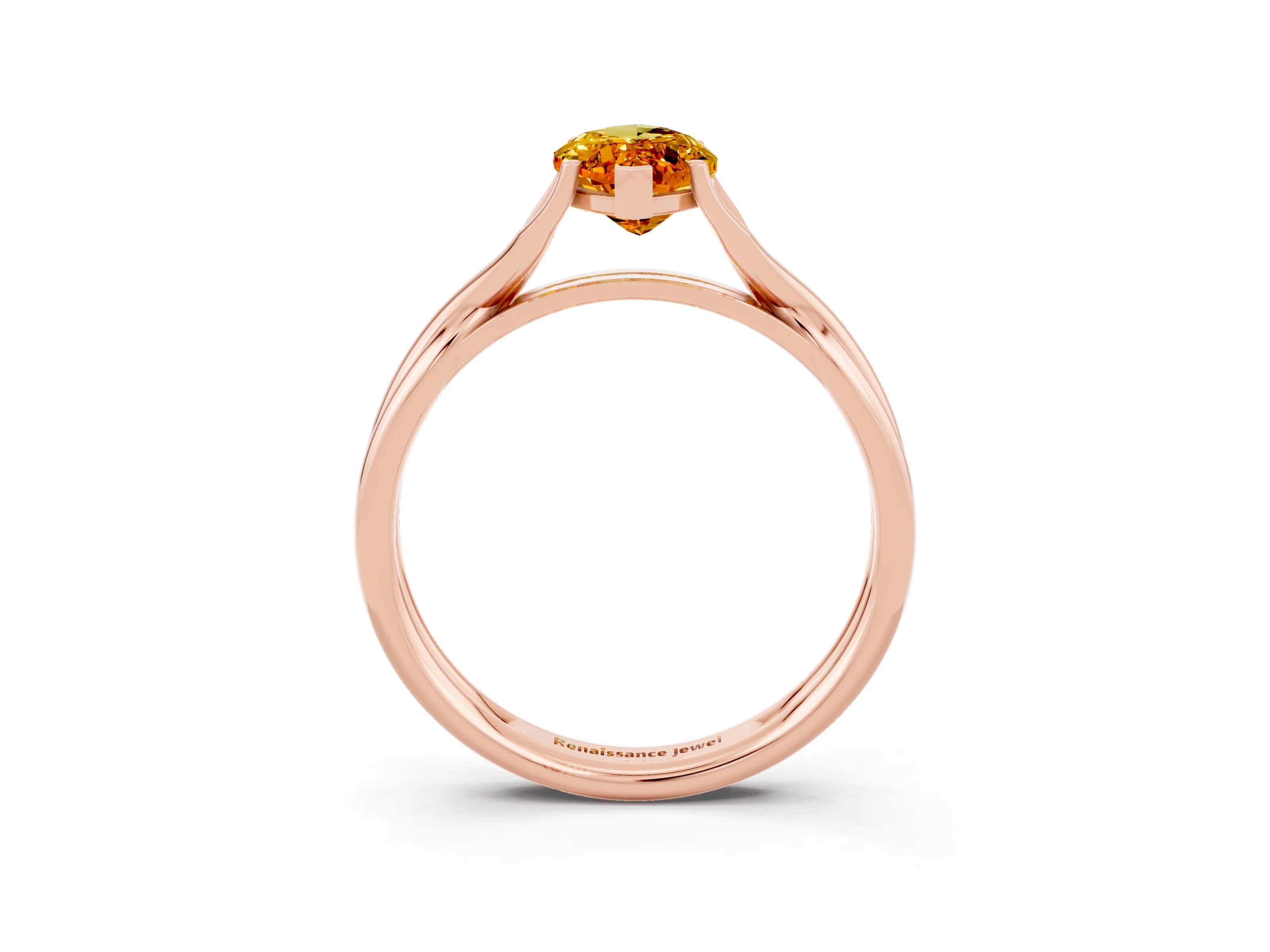 Rose gold Marquise Cut Citrine Solitaire Twist Band Prong Setting Ring_27