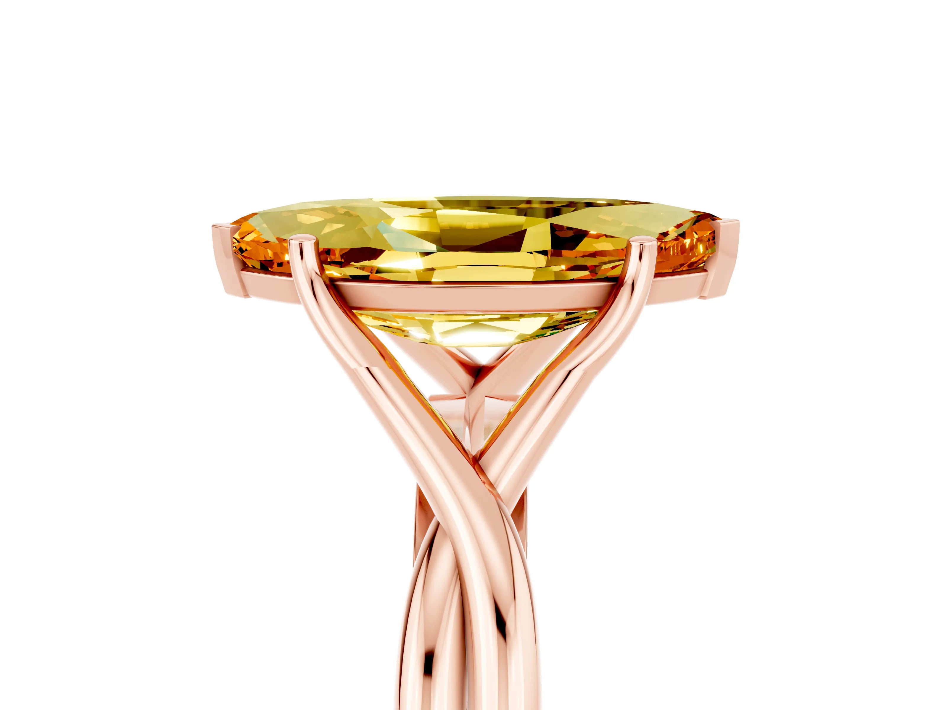 Rose gold Marquise Cut Citrine Solitaire Twist Band Prong Setting Ring_29
