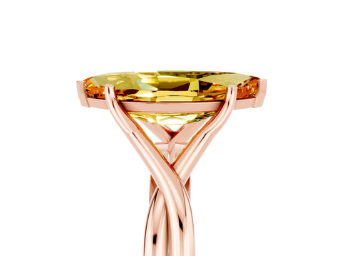 Rose gold Marquise Cut Citrine Solitaire Twist Band Prong Setting Ring_29